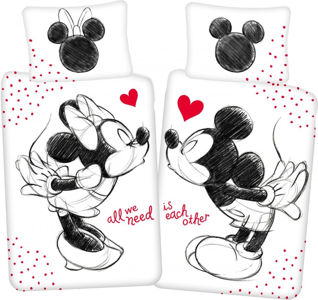 Disney Minnie en Mickey, All We Need Is Each Other - Dekbedovertrek - Eenpersoons - 140 x 200 cm - Katoen