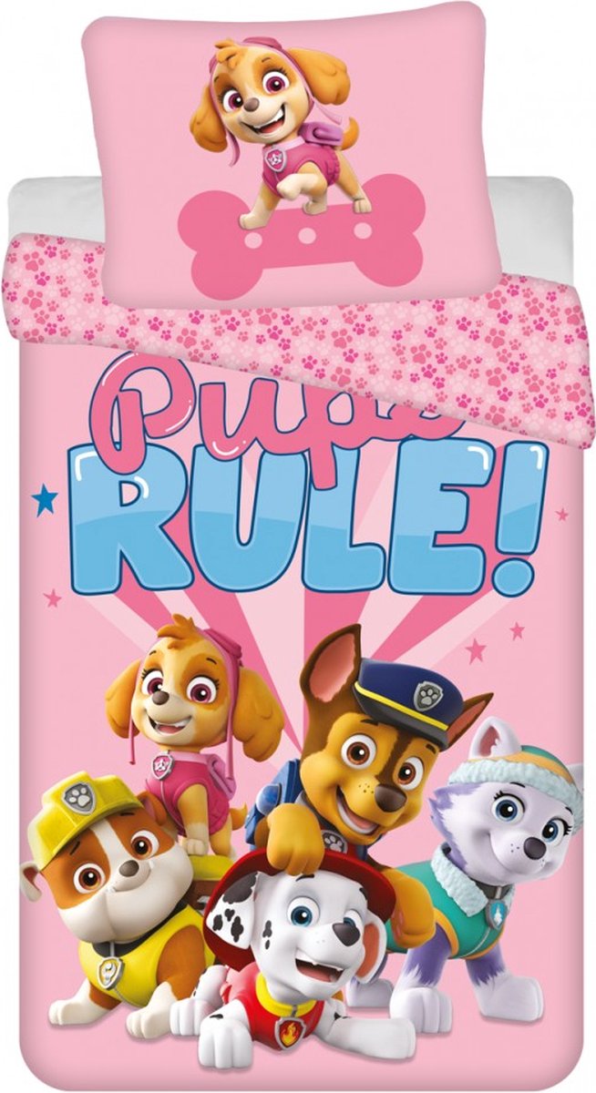 Paw Patrol, Pups Rule! - Dekbedovertrek - Eenpersoons - 140 x 200 cm - Polyester