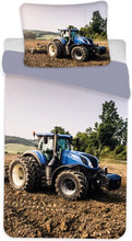 Load image into Gallery viewer, Tractor Blauw Dekbedovertrek - 140 x 200 cm + 70 x 90 cm
