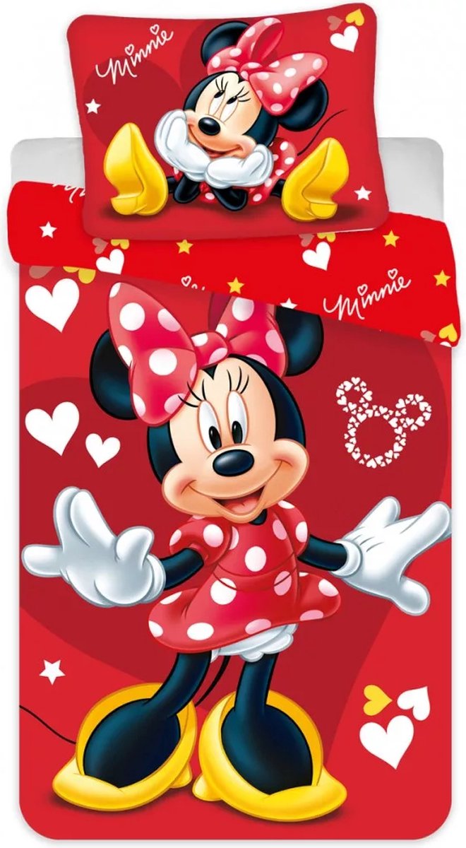 Minnie Mouse Baby Dekbedovertrek Hartjes - 100 x 135 cm + 40 x 60 cm