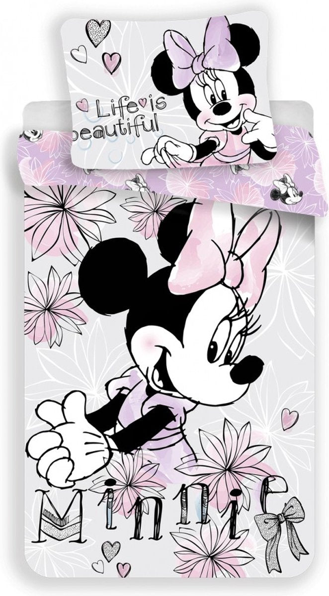 Minnie Mouse, Life is Beautiful - Dekbedovertrek - Eenpersoons - 140 x 200 cm - Katoen