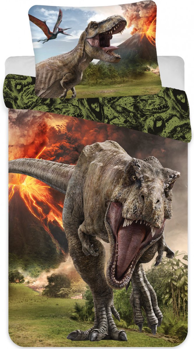Jurrasic World, T-Rex - Dekbedovertrek - Eenpersoons - 140 x 200 cm - Katoen