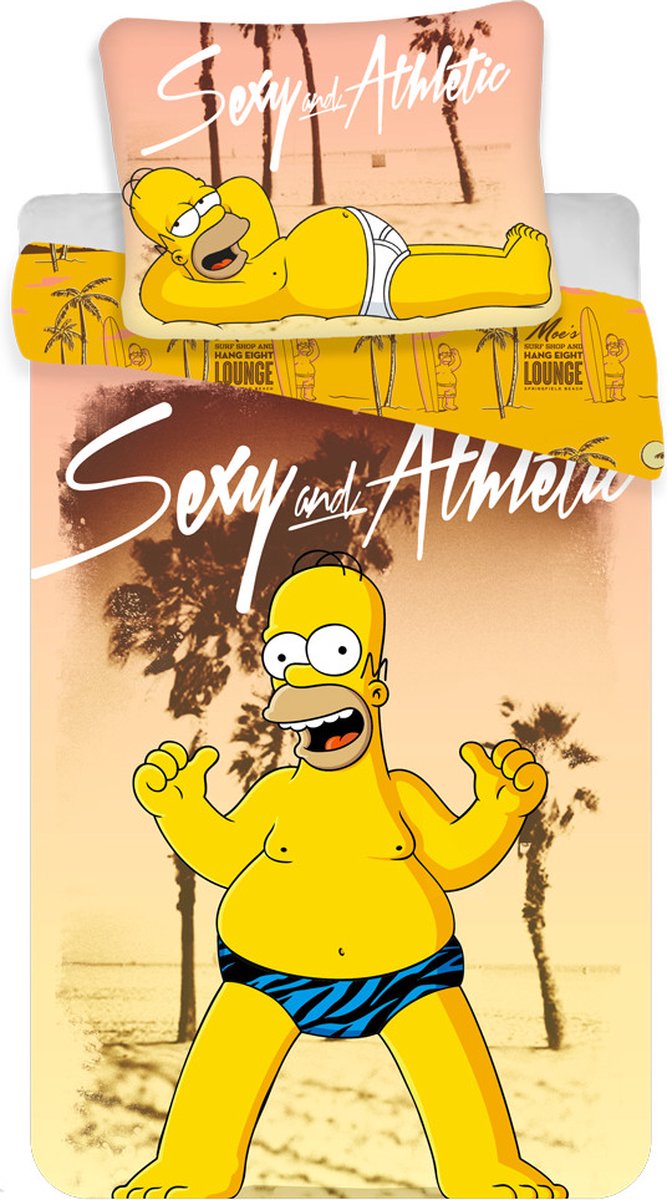 Simpsons, Sexy and Athlete - Dekbedovertrek - Eenpersoons - 140 x 200 cm - Katoen