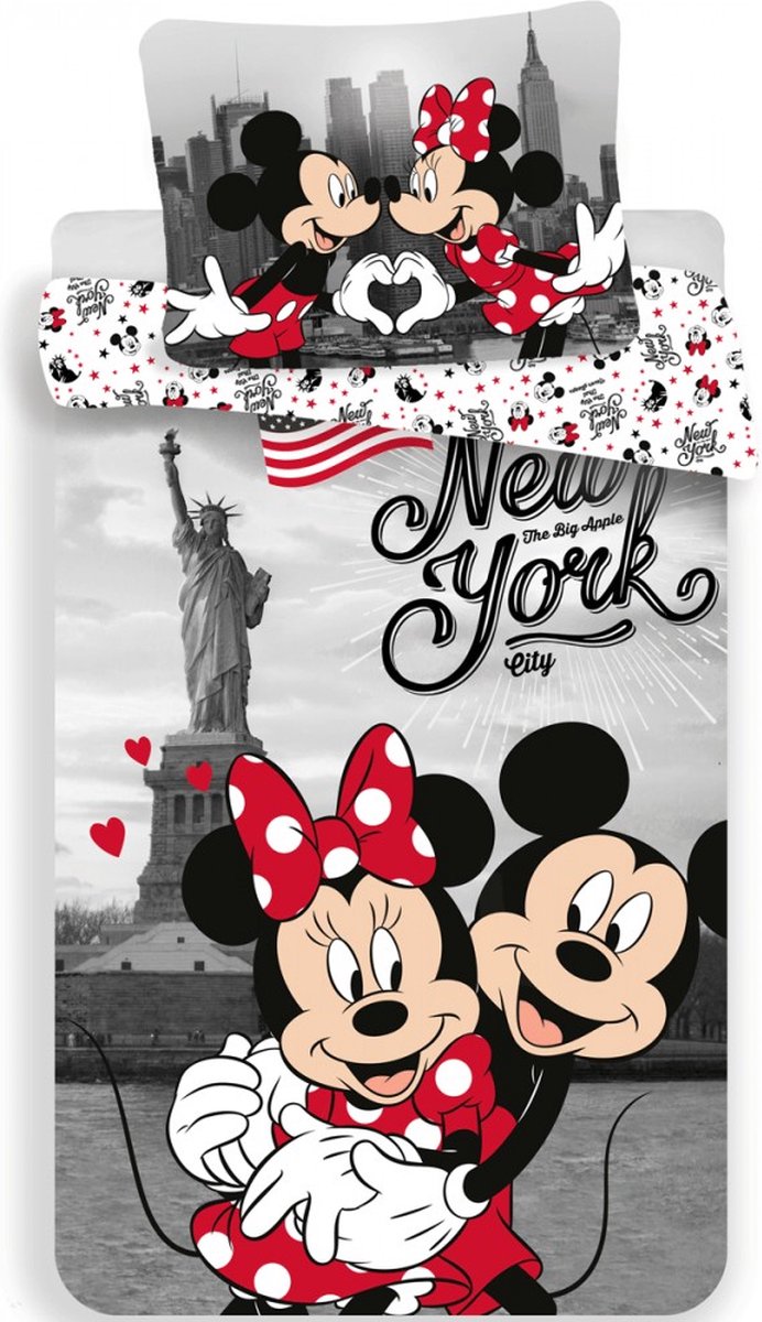 Minnie and Mickey, New York - Dekbedovertrek - Eenpersoons - 140 x 200 cm - Katoen