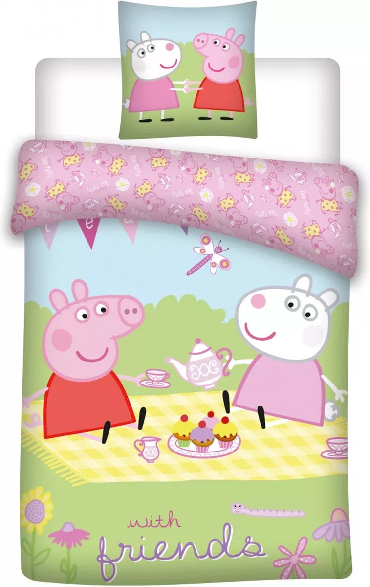 Peppa Pig Baby Dekbedovertrek With Friends - 100 x 135 cm + 40 x 60 cm