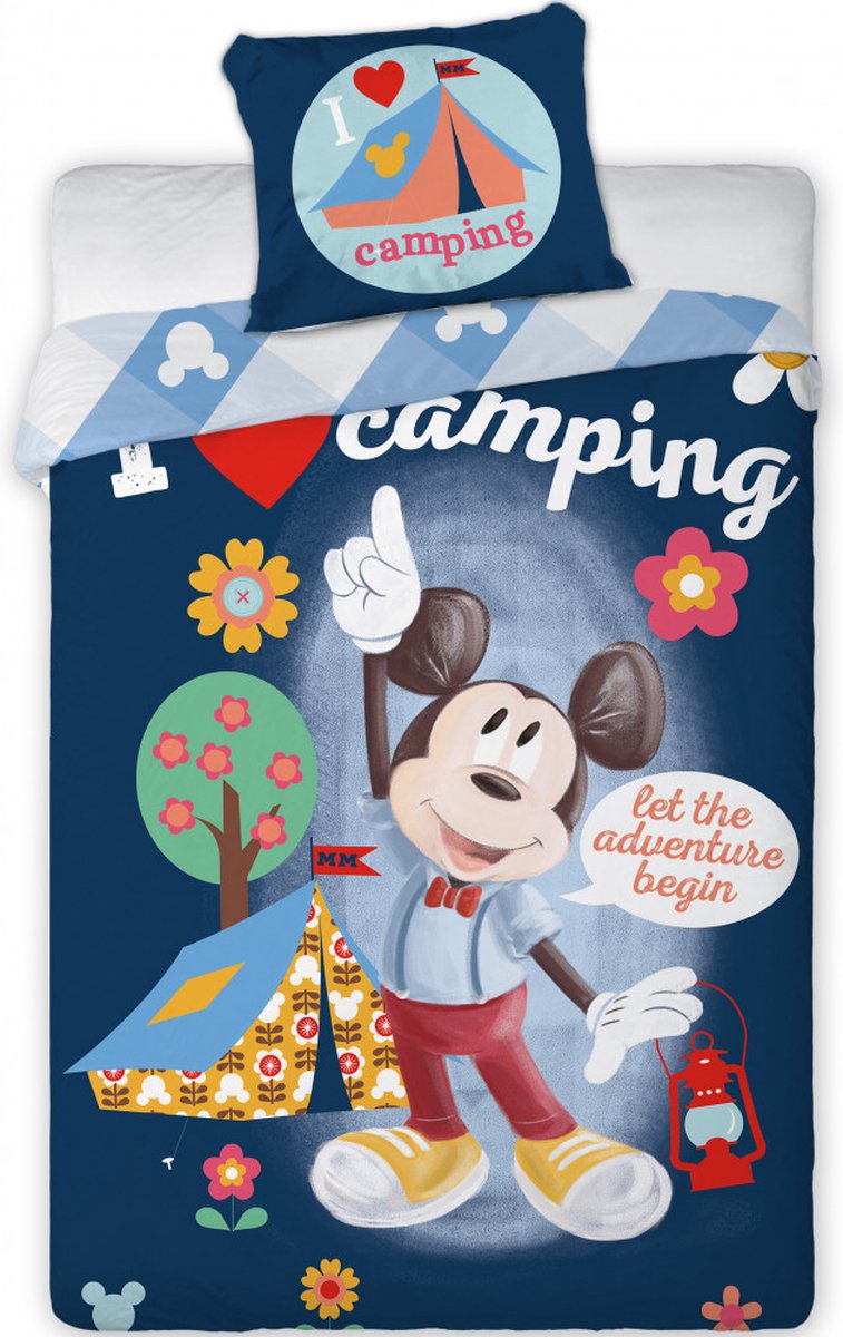 Mickey Dekbedovertrek I Love Camping - 140 x 200 cm + 70 x 90 cm