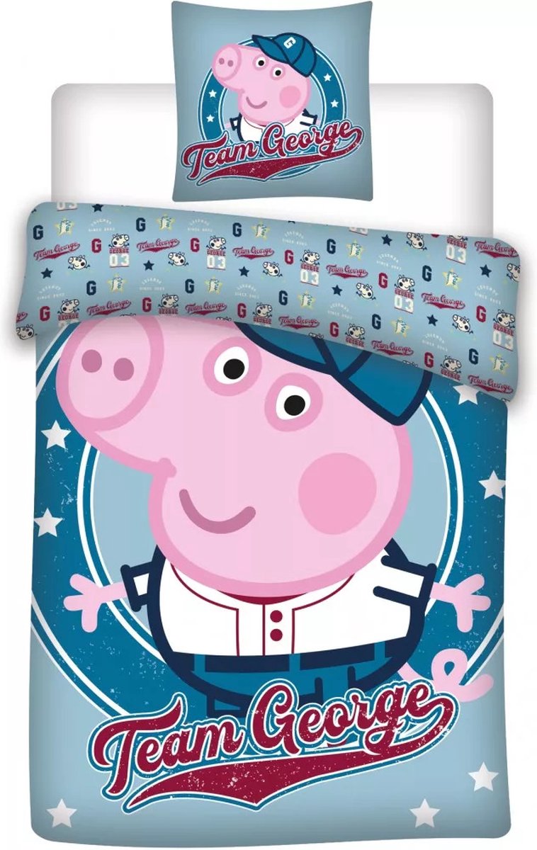 Peppa Pig Baby Dekbedovertrek Team George - 100 x 135 cm + 40 x 60 cm